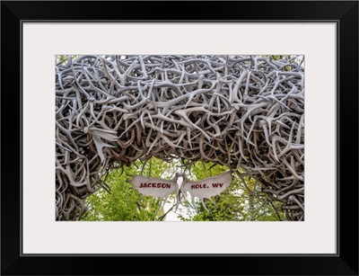Elk Antler Arches At Each Corner Of Jackson Town Square In Wyoming