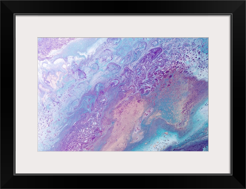 Abstract contemporary painting in pastel tones, in a marbling effect.