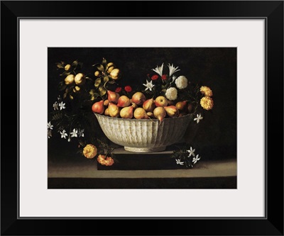 Flowers And Fruit In A China Bowl