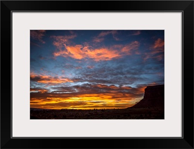 Golden Sunset With Eagle Mesa, Monument Valley, Utah