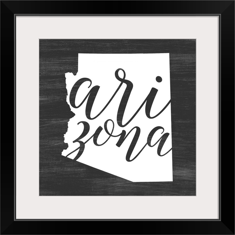Arizona state outline typography artwork.