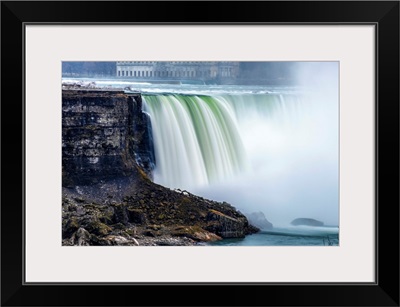 Horseshoe Falls At Niagara Falls With Former Toronto Power Generating Station, New York