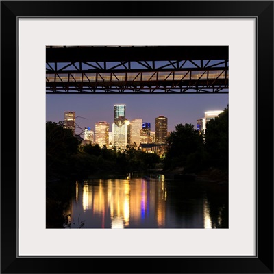 Houston Skyline Reflecting into Buffalo Bayou