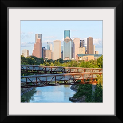 Houston TX Skyline - Rosemont Pedestrian Bridge - Buffalo Bayou