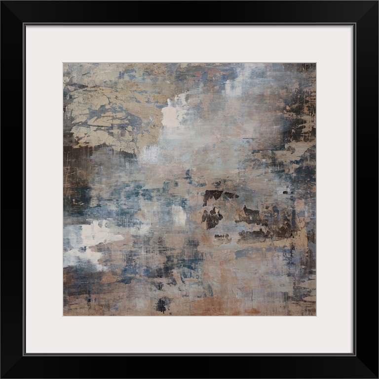 Giant abstract art composed of assorted streaks and patches of faded earth tones layered on top of each other.