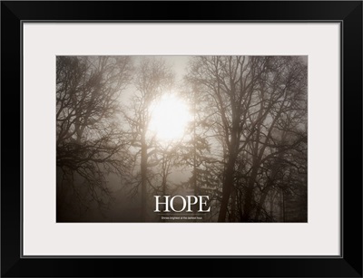 Inspirational Motivational Poster: Hope Shines brightest at the darkest hour