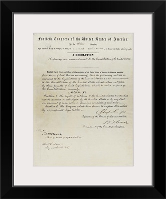 Manuscript Of Fifteenth Amendment To The Constitution