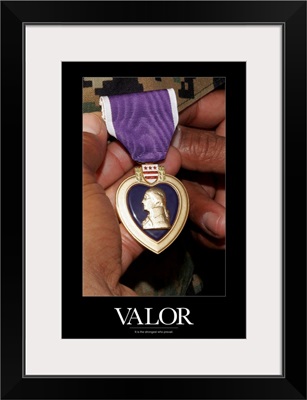 Military Poster: Holding purple heart