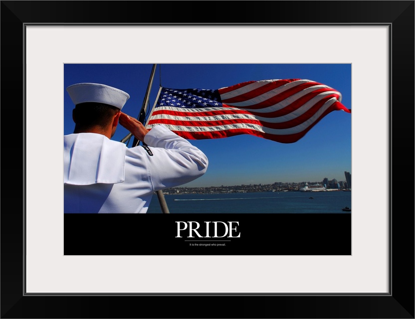 This is motivational poster style artwork for an American patriot or military armed forces in this horizontal wall art.