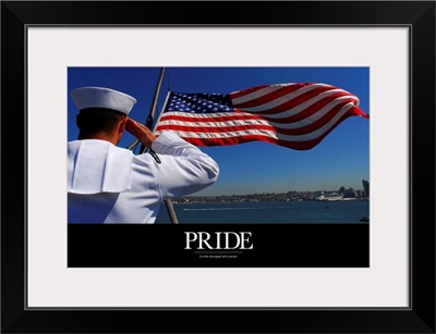 Military Poster: Pride, A sailor salutes the American flag