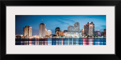 New Orleans Skyline Colorful Reflections - Panoramic