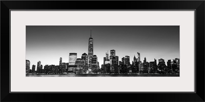 New York City Skyline in the Evening, Black and White