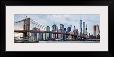 New York City Skyline with Brooklyn Bridge in Foreground