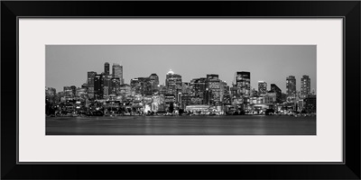 Panoramic Seattle City Skyline At Night, Washington