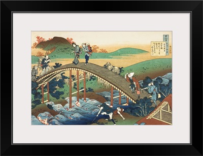 People Crossing An Arched Bridge