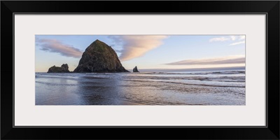 Pink and Purple Sunset at Haystack Rock, Cannon Beach, Oregon - Panoramic