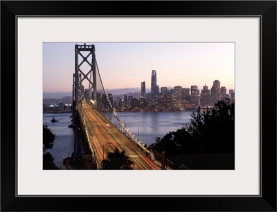 Pink and Purple Sunset Over Bay Bridge, San Francisco