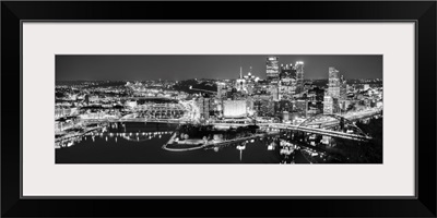 Pittsburgh City Skyline at Night, Black and White