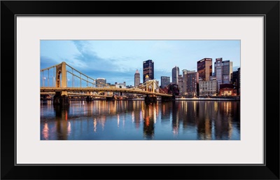 Pittsburgh City Skyline with Andy Warhol Bridge at Night