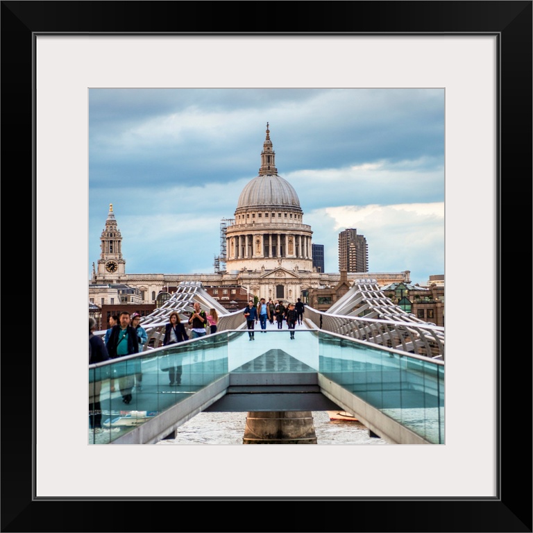 Square photograph of Saint Paul's Cathedral taken from the Millennium Bridge in London, England.