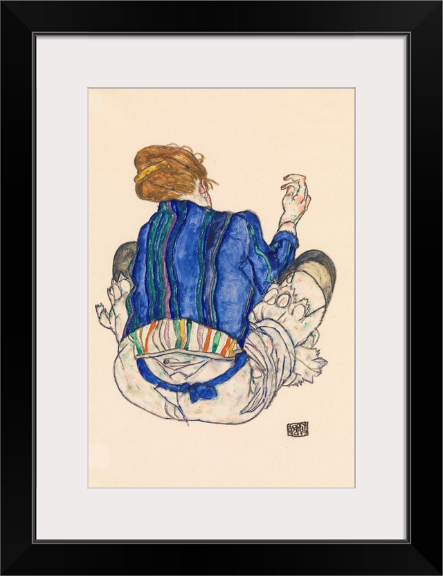 The psychological intensity of Schiele's self-portraits is rarely encountered in his numerous studies of young women - man...