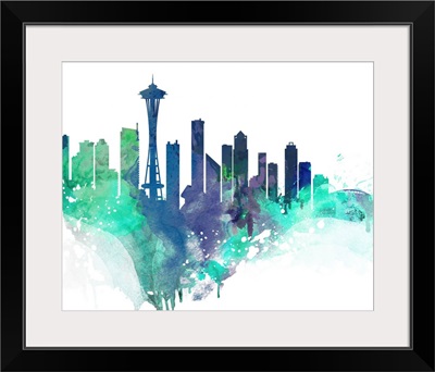 Seattle Watercolor Cityscape II