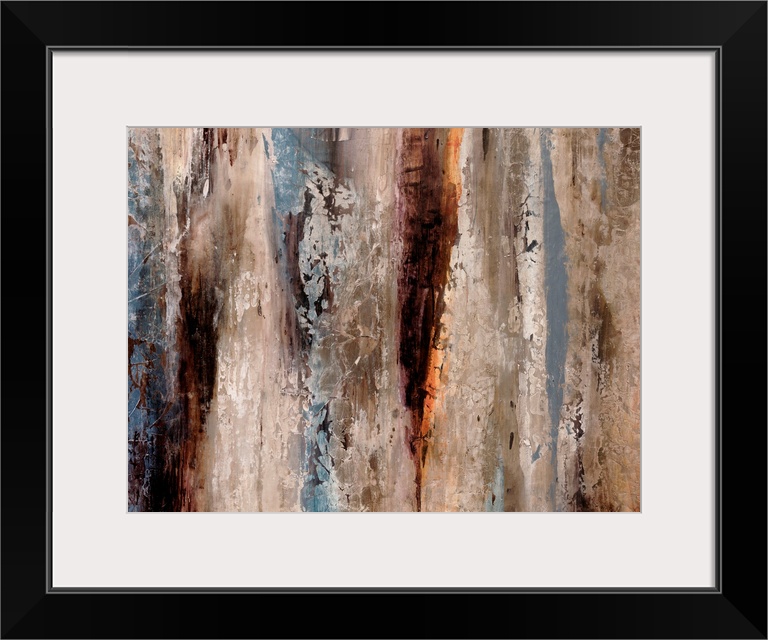 Big abstract art uses lots of jagged vertical lines to give this piece added texture and complexity.