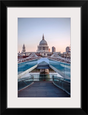 St. Paul's Cathedral And Millennium Bridge in London, England