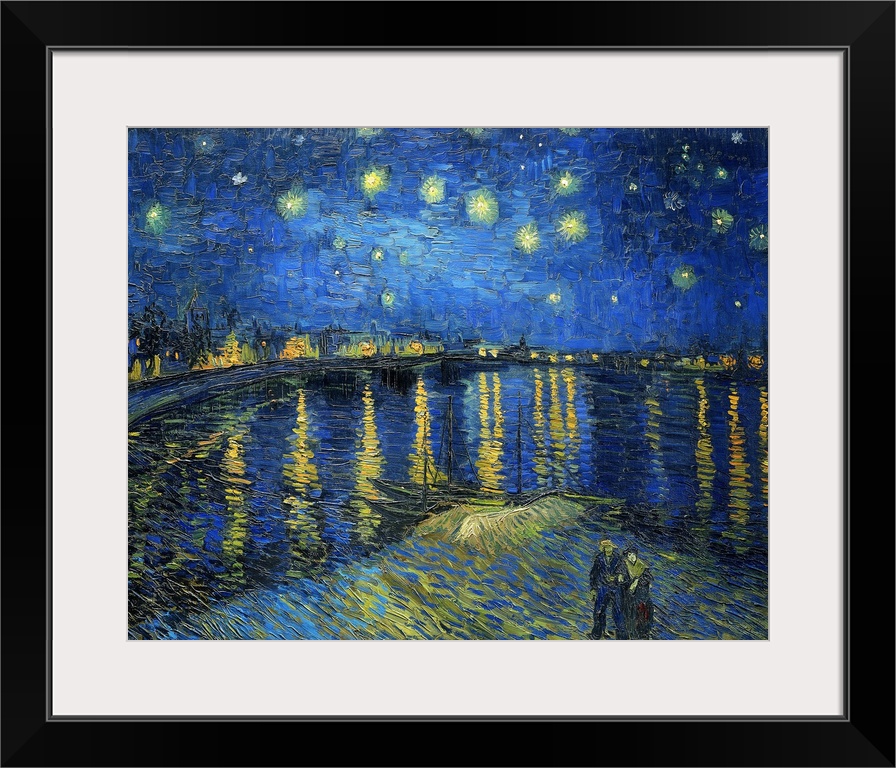 Vincent van Gogh's Starry Night Over the Rhone (1888) famous landscape painting.