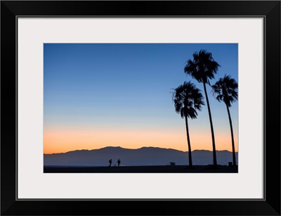 Sunset On Palm Trees And San Gabriel Mountains, Venice Beach, California