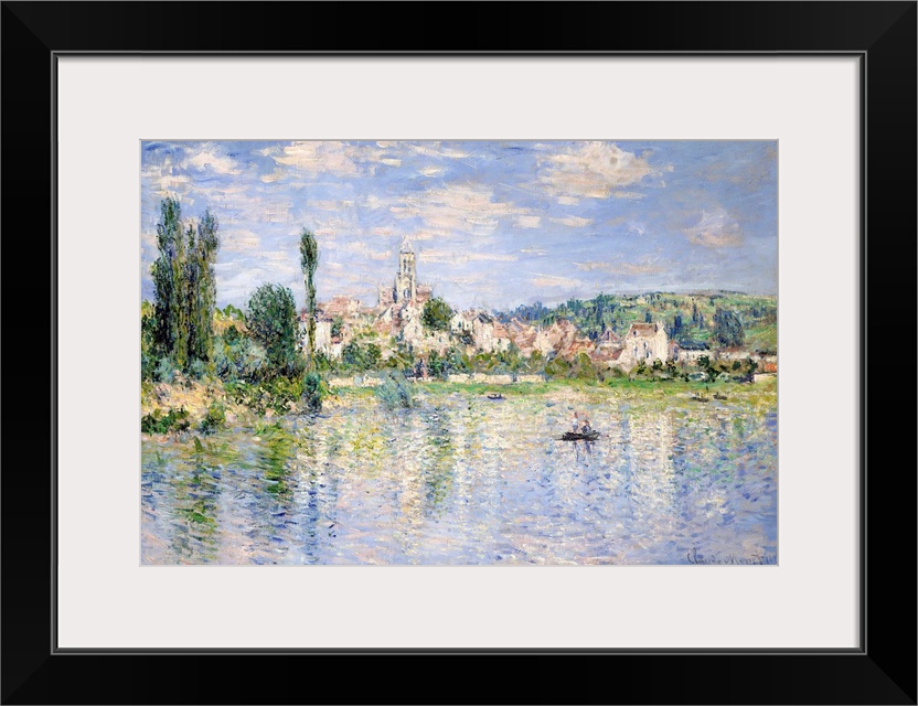 In this view of Vetheuil, seen from the opposite bank of the Seine, the flicker of individual brushstrokes reflects Monet'...