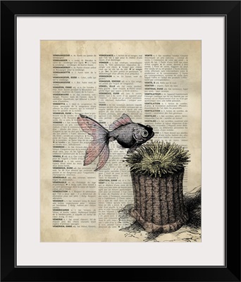 Vintage Dictionary Art: Fish and Anemone