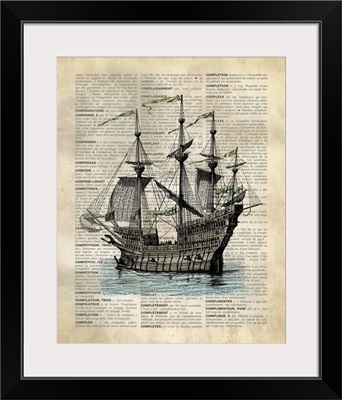 Vintage Dictionary Art: Ship