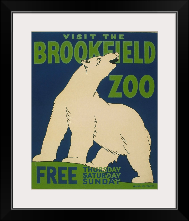 Visit the Brookfield Zoo, free Thursday, Saturday, Sunday. Poster for the Brookfield Zoo announcing days when entrance to ...