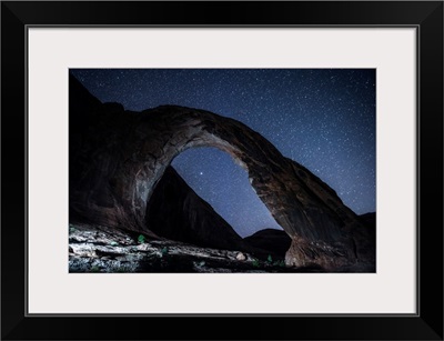 West Side Of Corona Arch At Night, Near Arches National Park, Utah