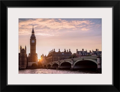 Westminster Bridge and Big Ben at Sunset, Westminster, London, England