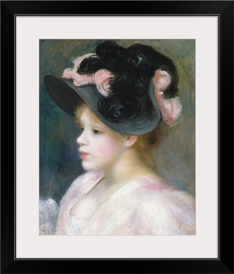 Young Girl in a Pink-and-Black Hat