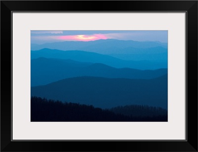 Twilight covers the ridges of the Blue Ridge Mountains