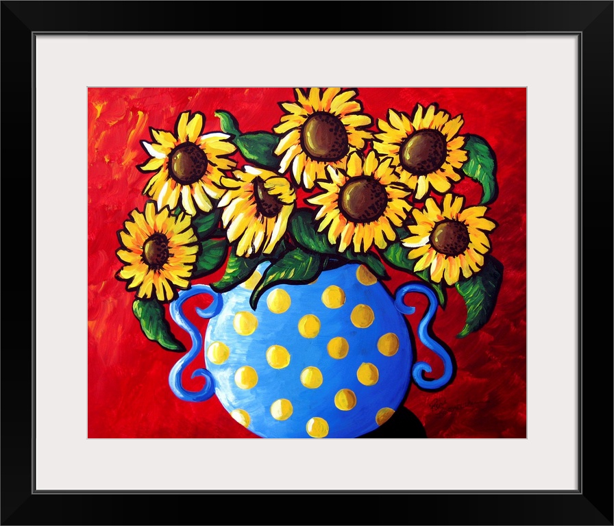 Colorful floral still life with sunflowers.