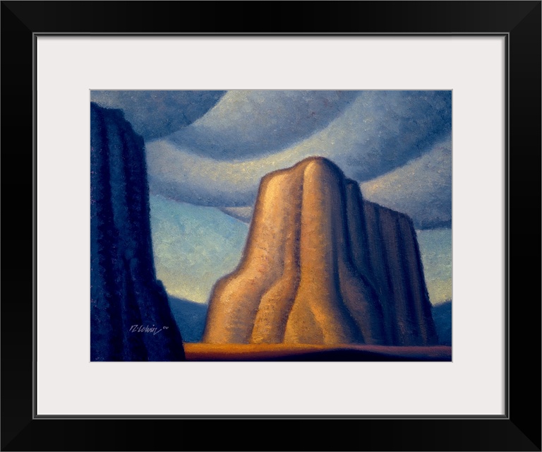 Contemporary painting of a desert butte.