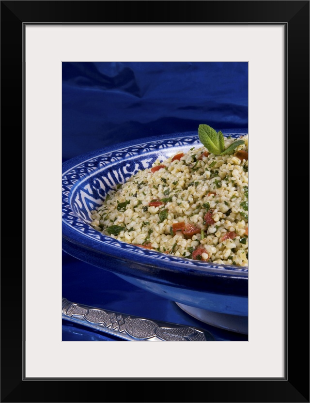 Arabic food, tabuleh, burghul with mint, tomatoes, lemon, parsley, olive oil