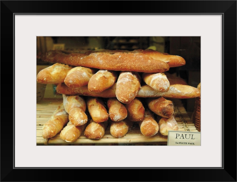 Baguettes in the window of the Paul bread shop, Lille, Flanders, Nord, France