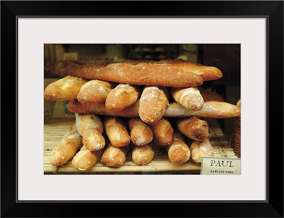 Baguettes in the window of the Paul bread shop, Lille, Flanders, Nord, France