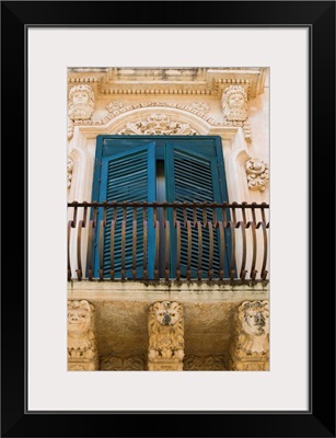 Baroque balcony, Palazzo Nicolaci, Noto, Sicily, Italy