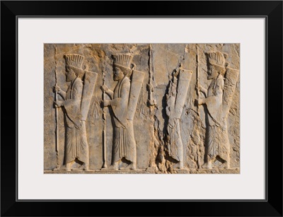 Carved relief of four Royal Persian Guards, facade of Private Palace of Darius the Great