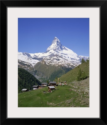 Chalets and restaurants below the Matterhorn in Switzerland