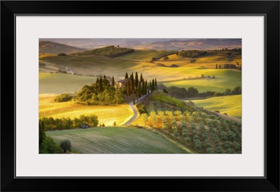 Classic Tuscan Landscape At Sunrise, Tuscany, Italy