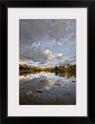 Clouds at sunset reflected in an unnamed lake, Shoshone National Forest, Wyoming