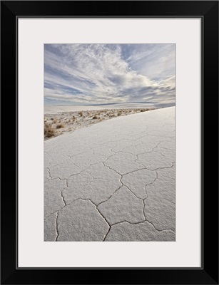 Cracked dunes with clouds, White Sands National Monument, New Mexico