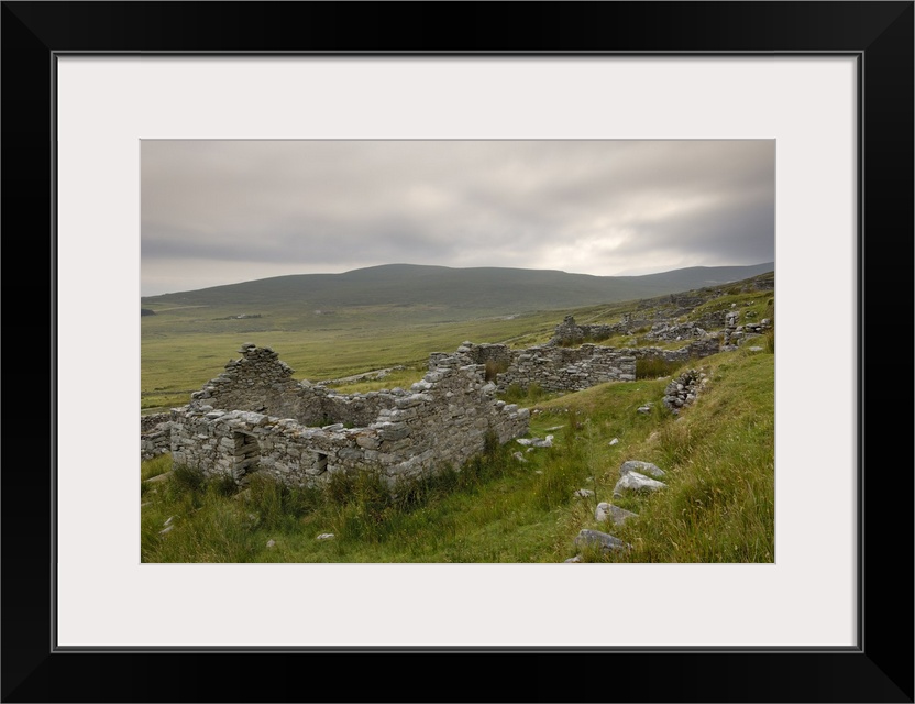 Deserted village at the base of Slievemore mountain, Connacht, Republic of Ireland